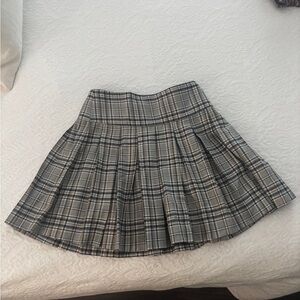 Zara Black and Gray Plaid Mini Skirt